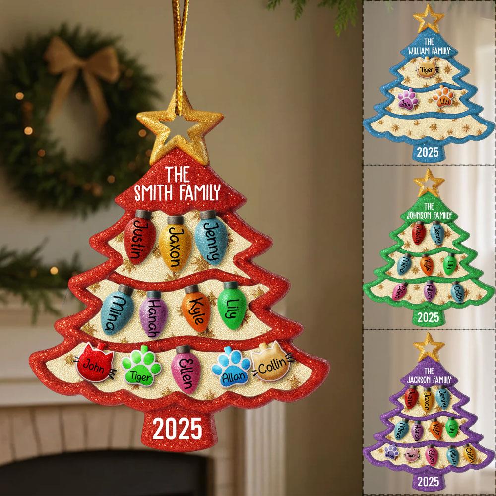 Personalized Family Tree Ornament 2025, Custom Family With Pet Ornament, Large Family Ornament, 2025 Christmas Ornament, Christmas Gifts