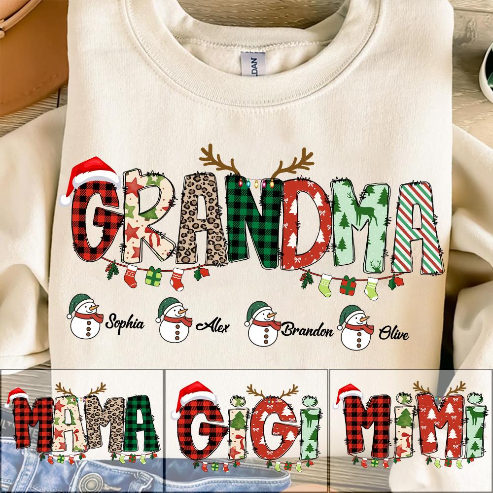 Grandma Sweatshirt, Custom Grandkids Name Shirt, Christmas Grandma Shirt, Christmas Shirt, Christmas Sweatshirt, Christmas Gift For Grandma